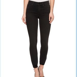 PAIGE Hoxton Crop Distressed Hem in Black Cloud